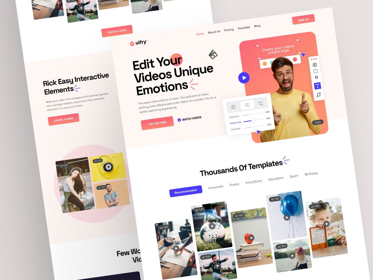 Creative Video Editing Landing Page