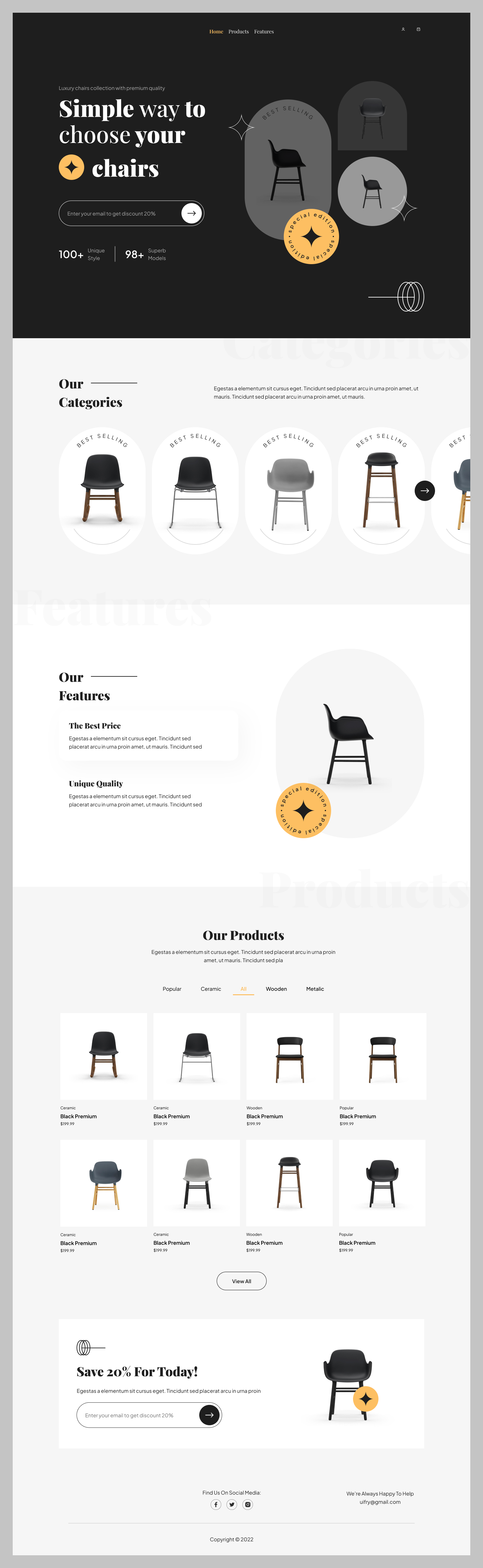 Ecommerce Furniture Landing Page