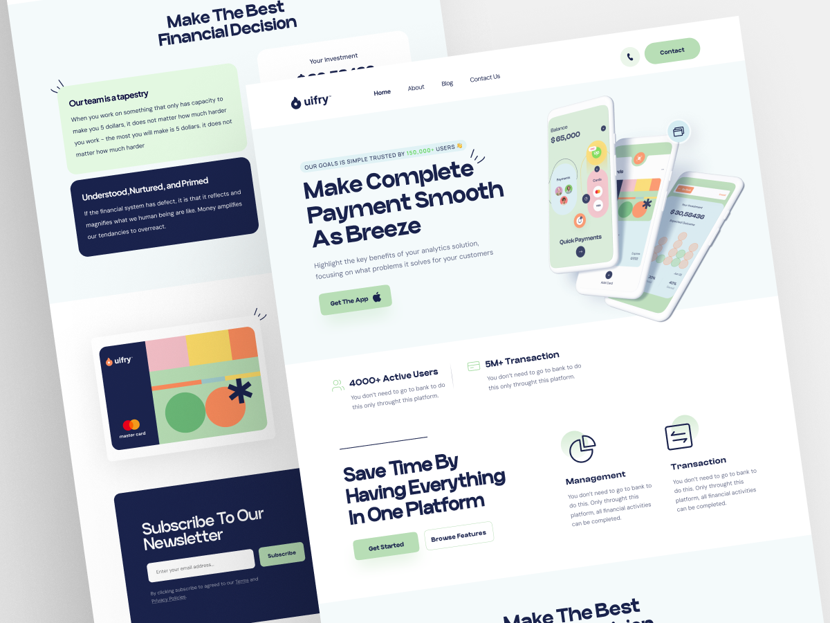 Finance & Payment Landing Page UI Design