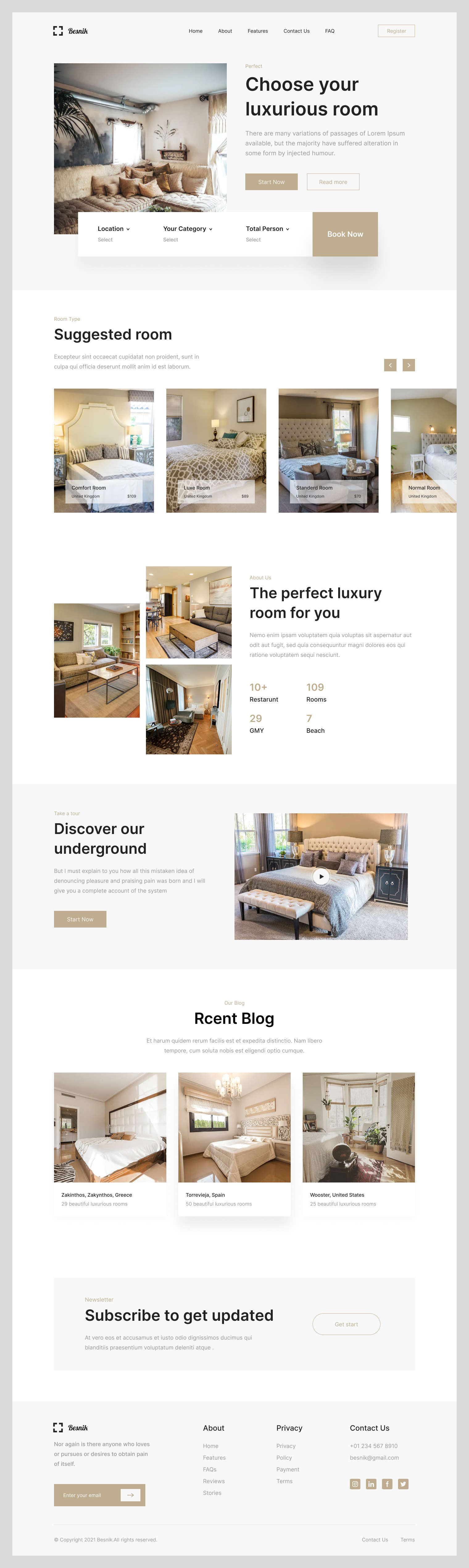 Hotel & Room Booking Landing Page
