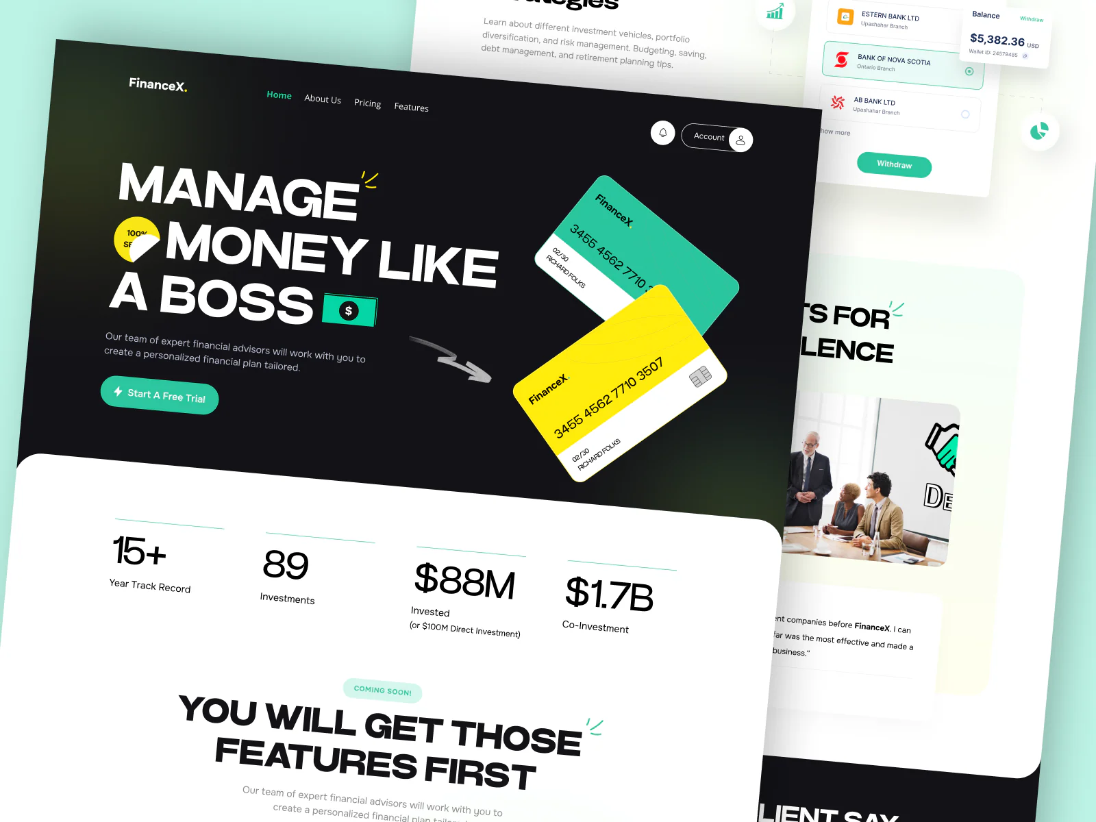 Finance Website landing page