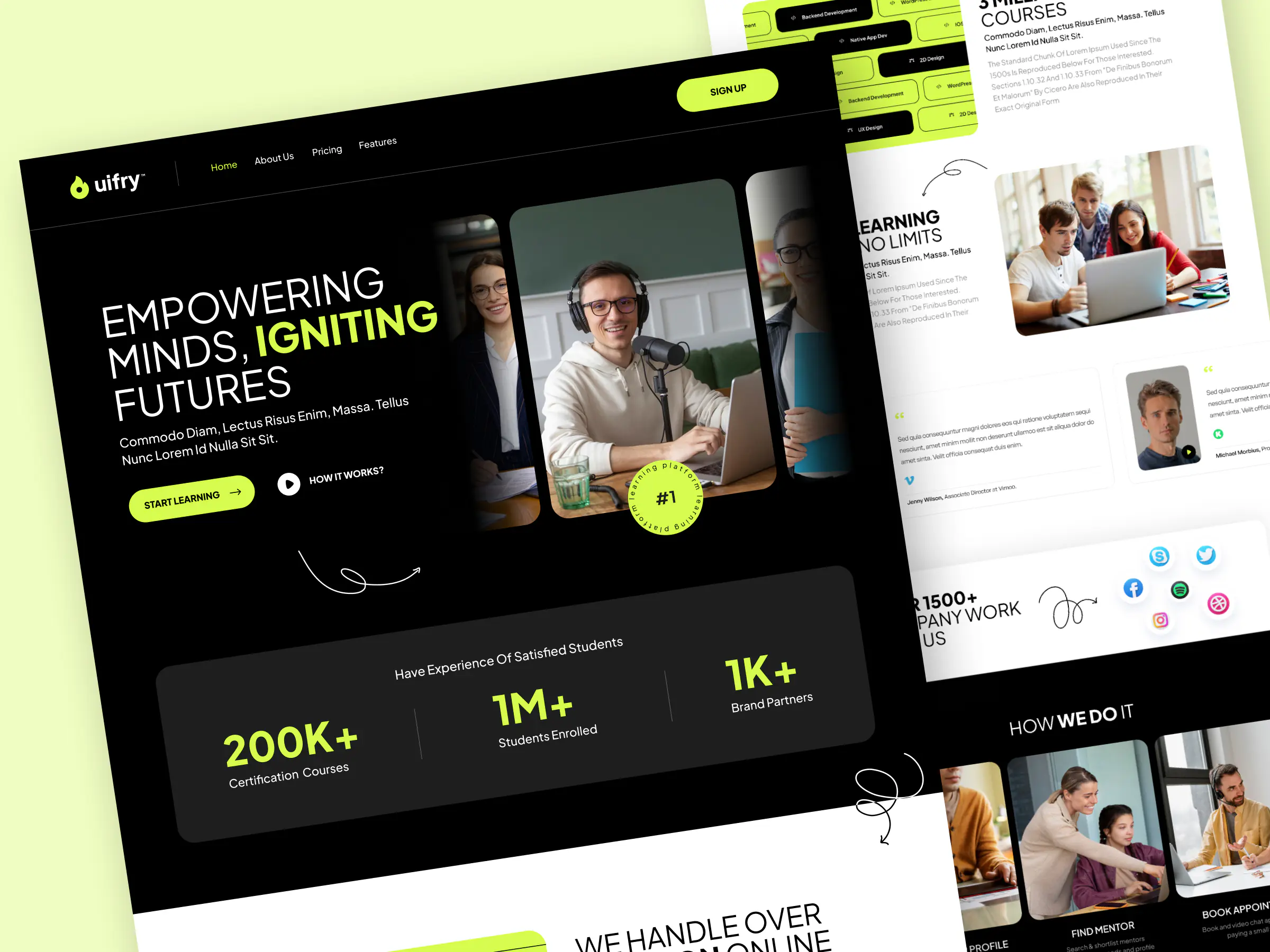 Educational landing page