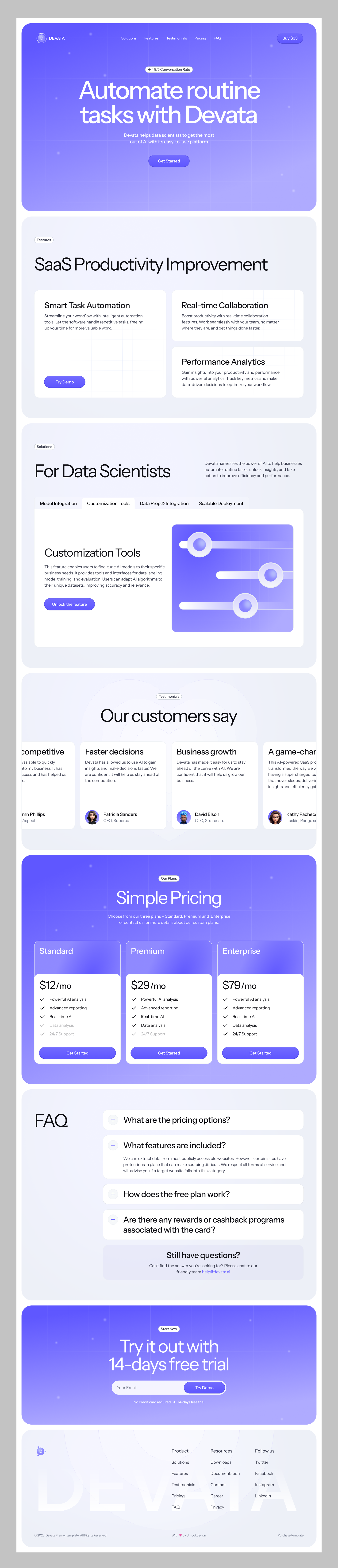 Devata – AI SaaS Automation Landing page