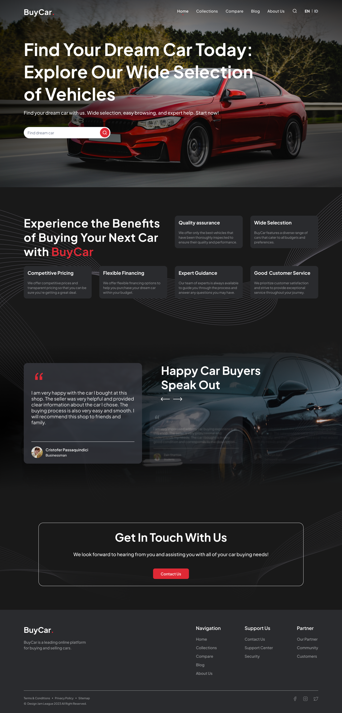 Buy car landing page