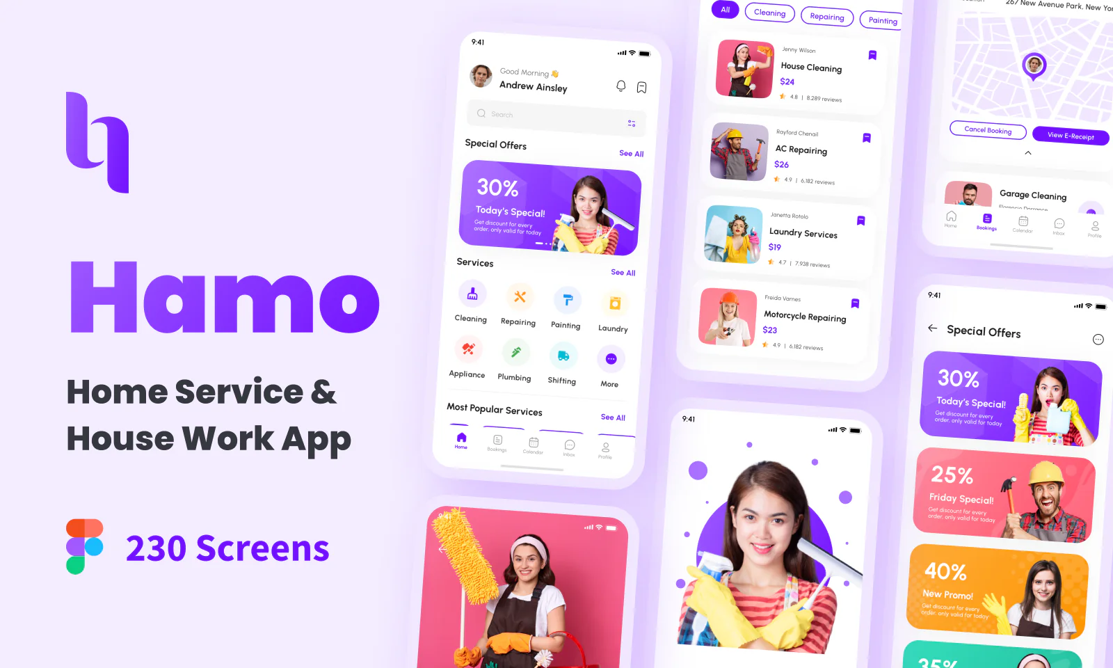 Hamo – Smart & Stylish Home Service App UI Kit