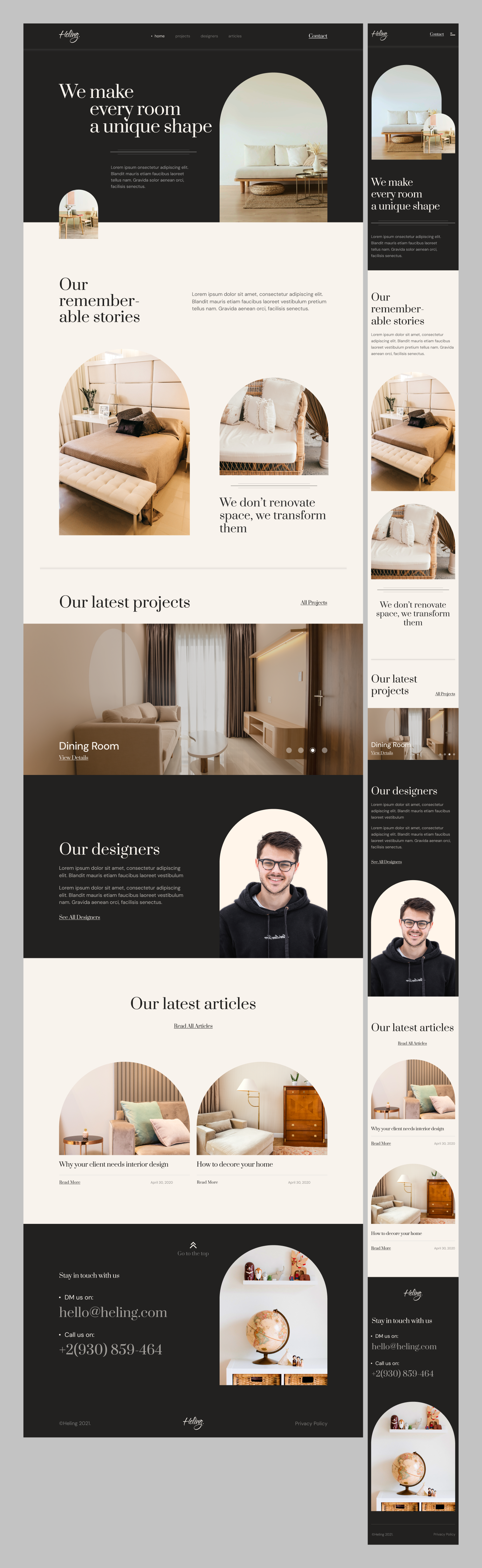 Helina – Interior Design Website Landing Page
