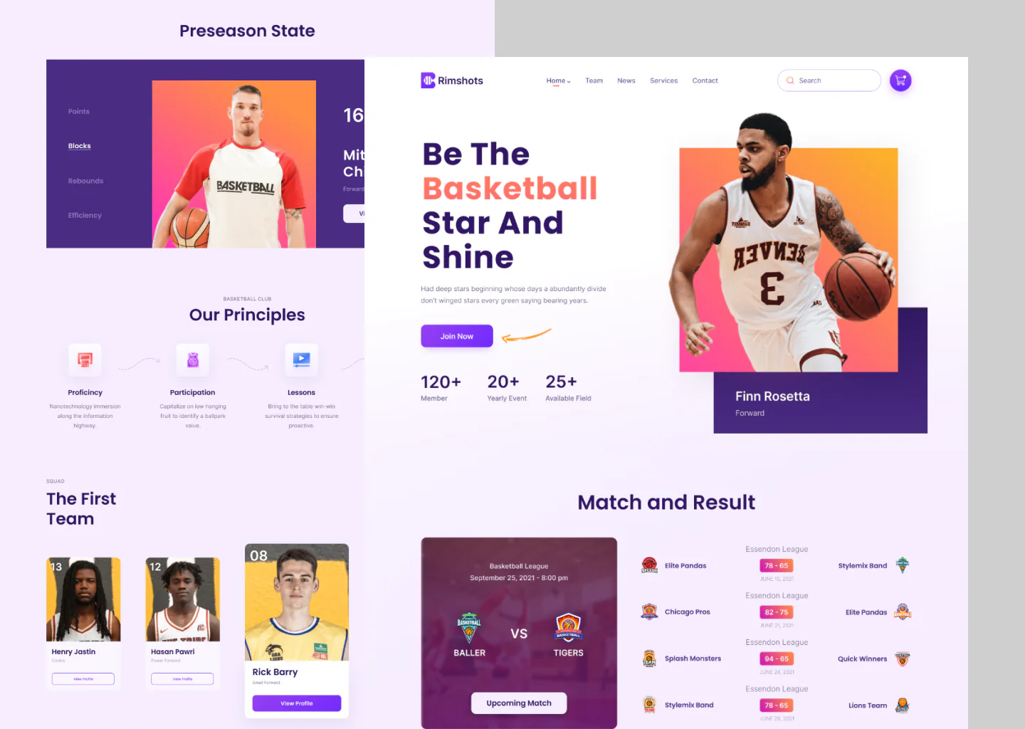 Rimshots – Basketball Club Landing page
