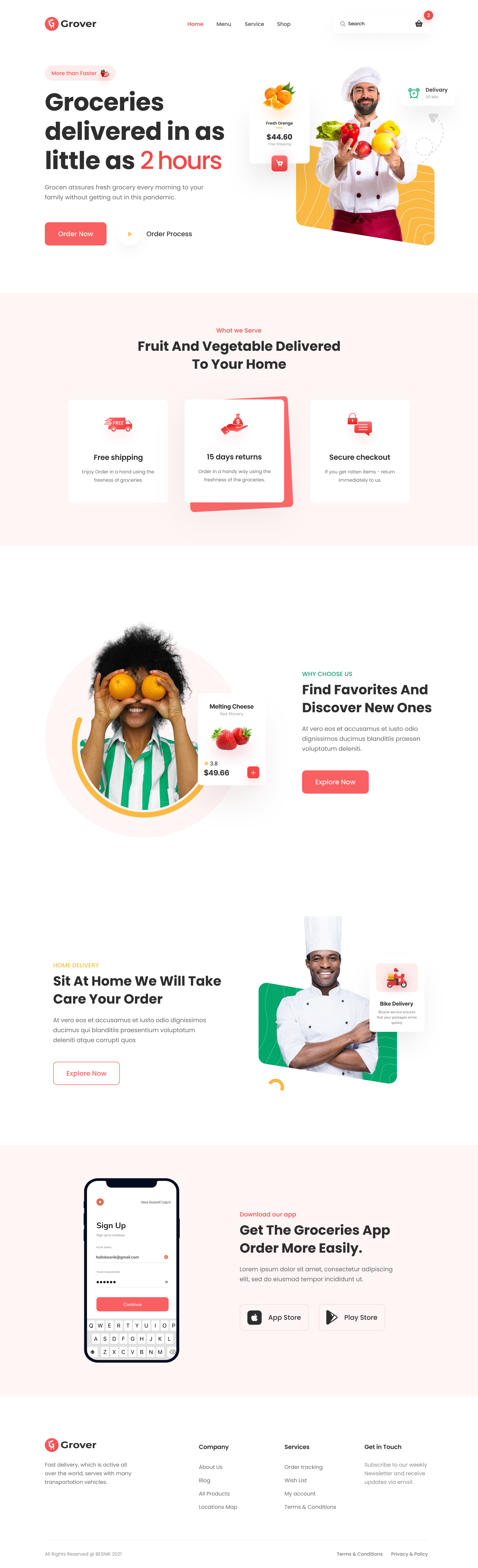 Grocery Delivery Landing page