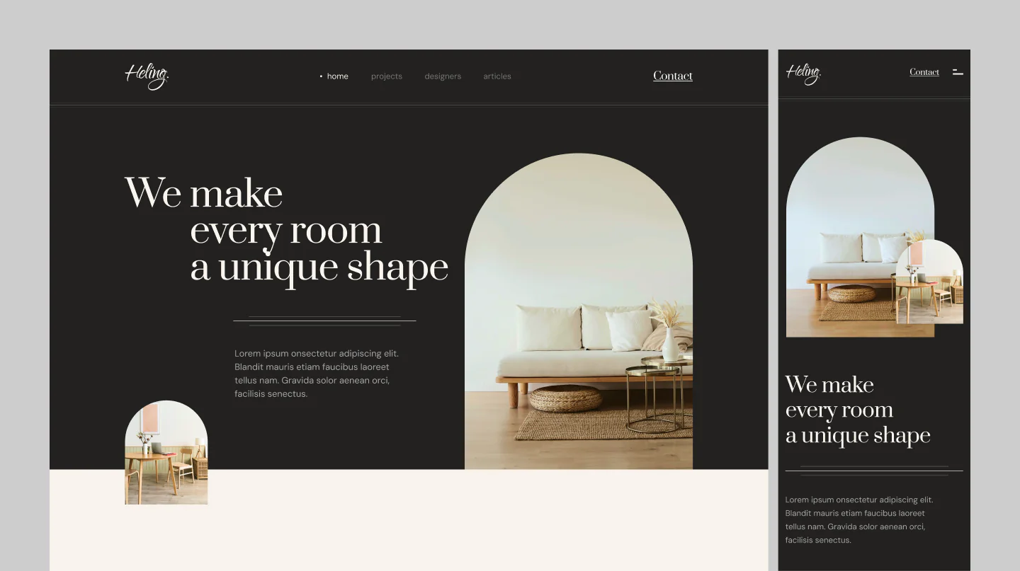 Helina – Interior Design Website Landing Page