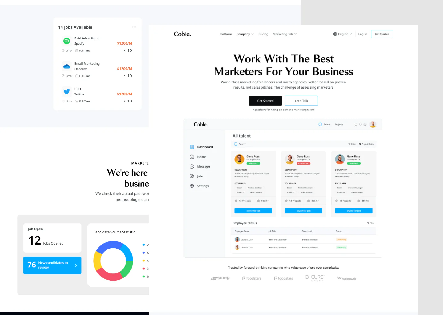 Marketing Talent Platform Landing page