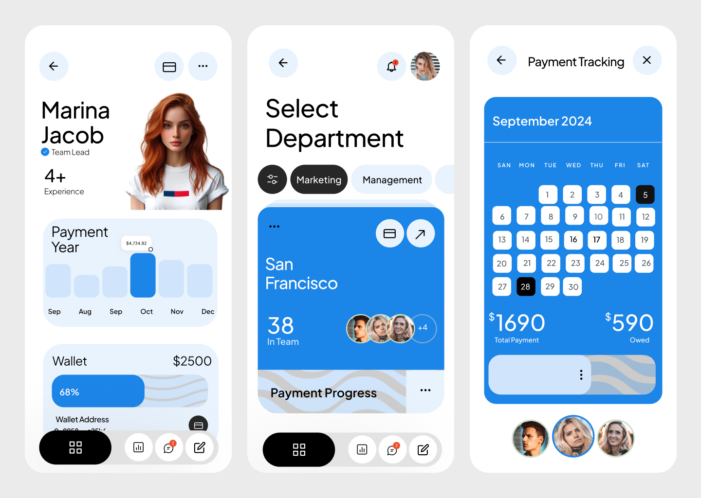 Modern Payroll & Team Management App UI