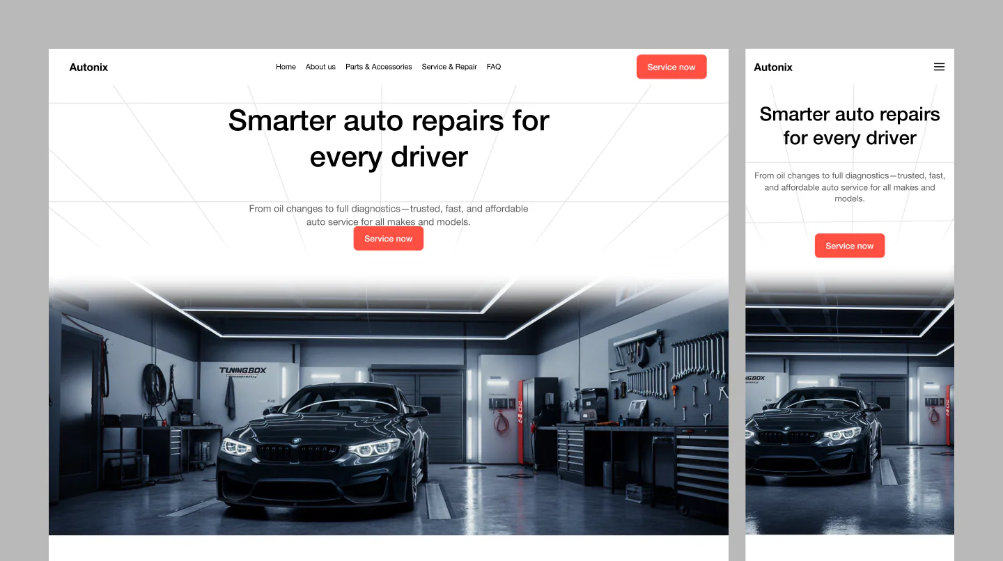Autonix Auto Service Landing Page