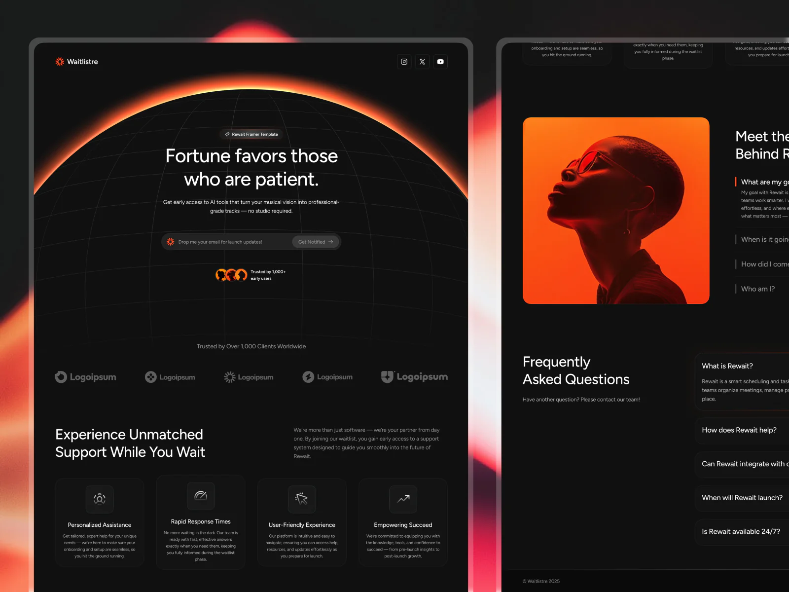 Waitlistre – Futuristic Waitlist & Pre-Launch Landing Page UI Kit