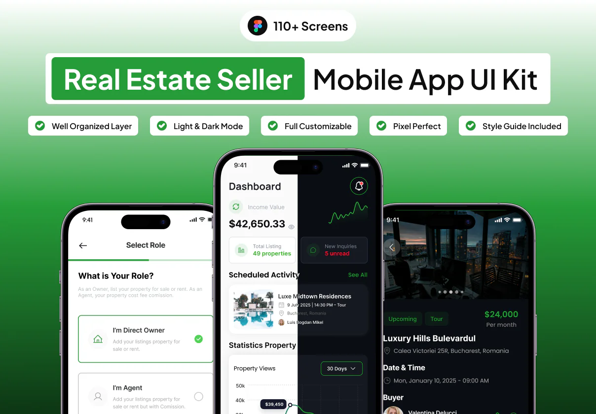 Propertize – Real Estate Seller Mobile App UI Kit