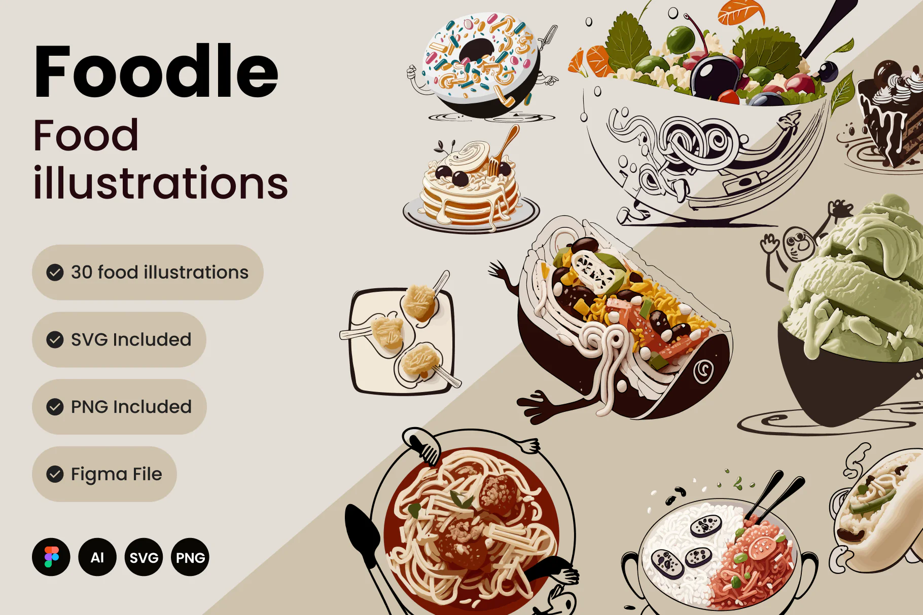 Foodle – 30 Playful Food Illustrations