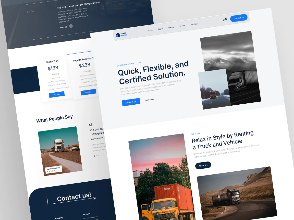 Truck rental transport website