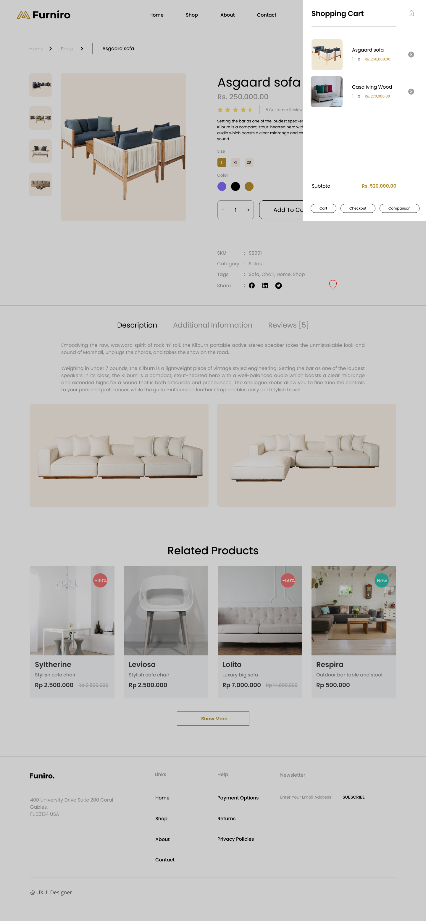 Ecommerce furniture Store Website