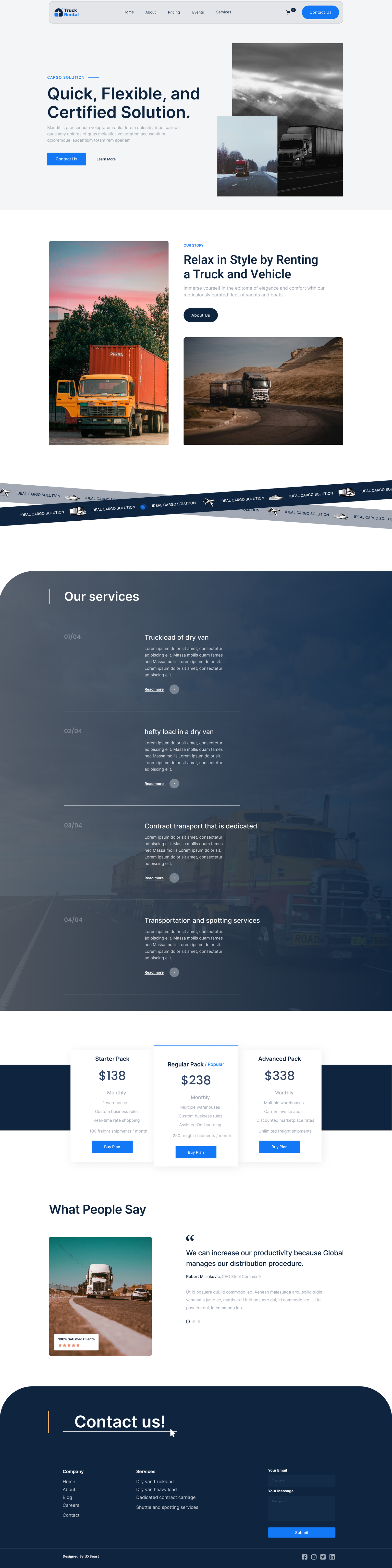 Truck rental transport website