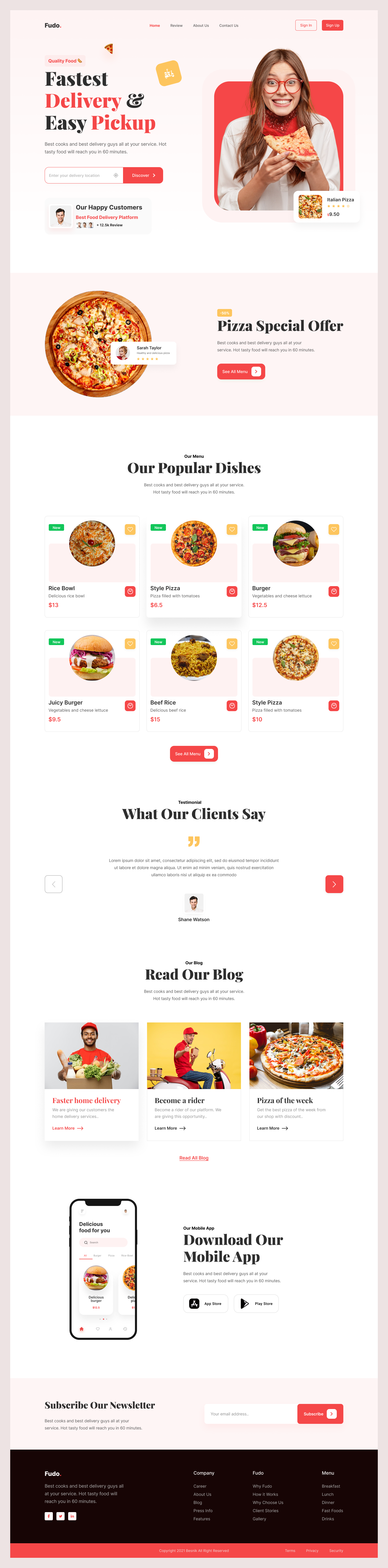 Food Delivery & Restaurant  Landing page