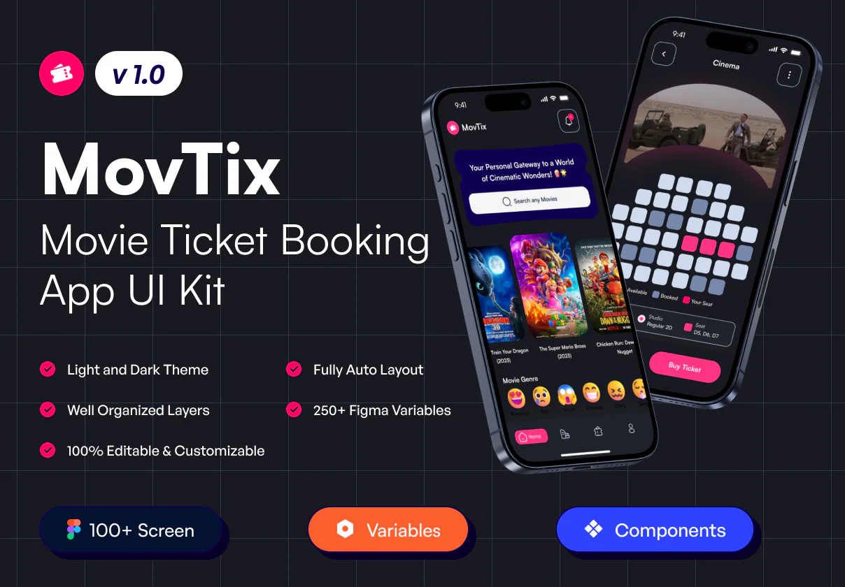 Movie Ticket Booking App UI Kit