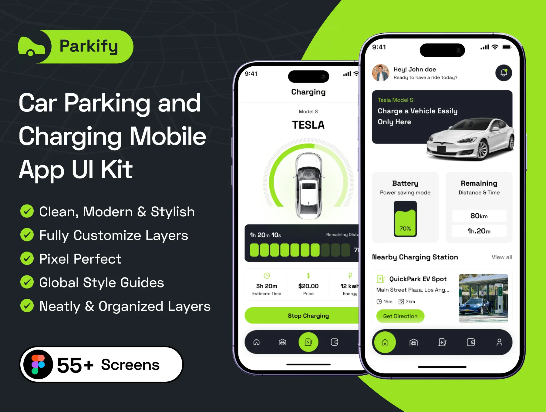Car Parking & Charging Mobile App UI Kit