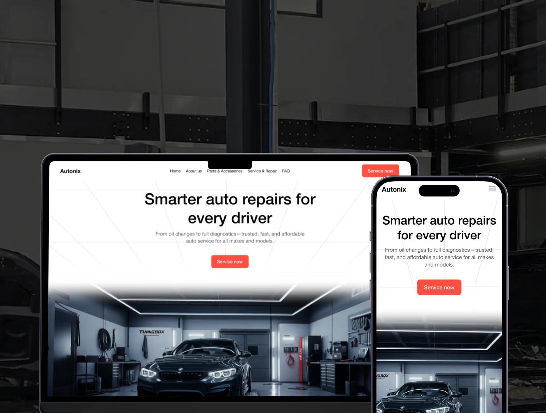 Car Repair Landing Page UI Kit