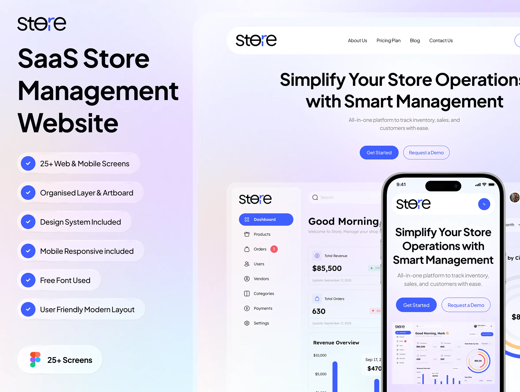 Store Management Website UI Kit