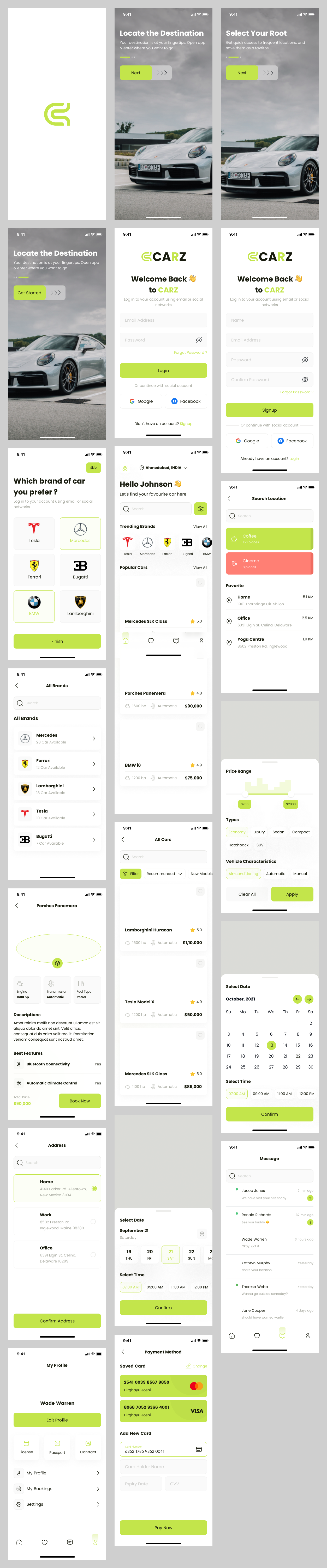 Car rental app design ui