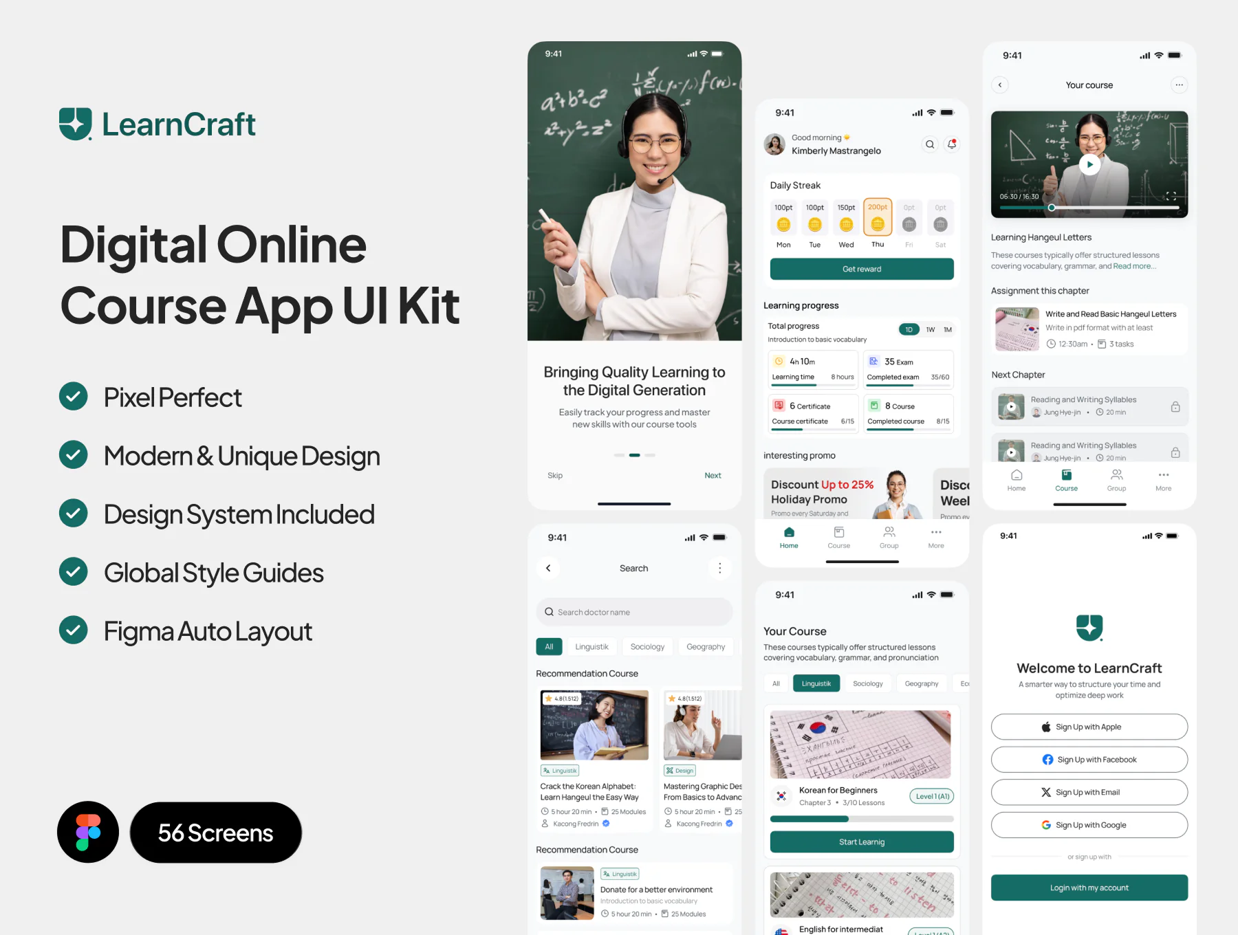 LearnCraft- Digital learning App UI Kit