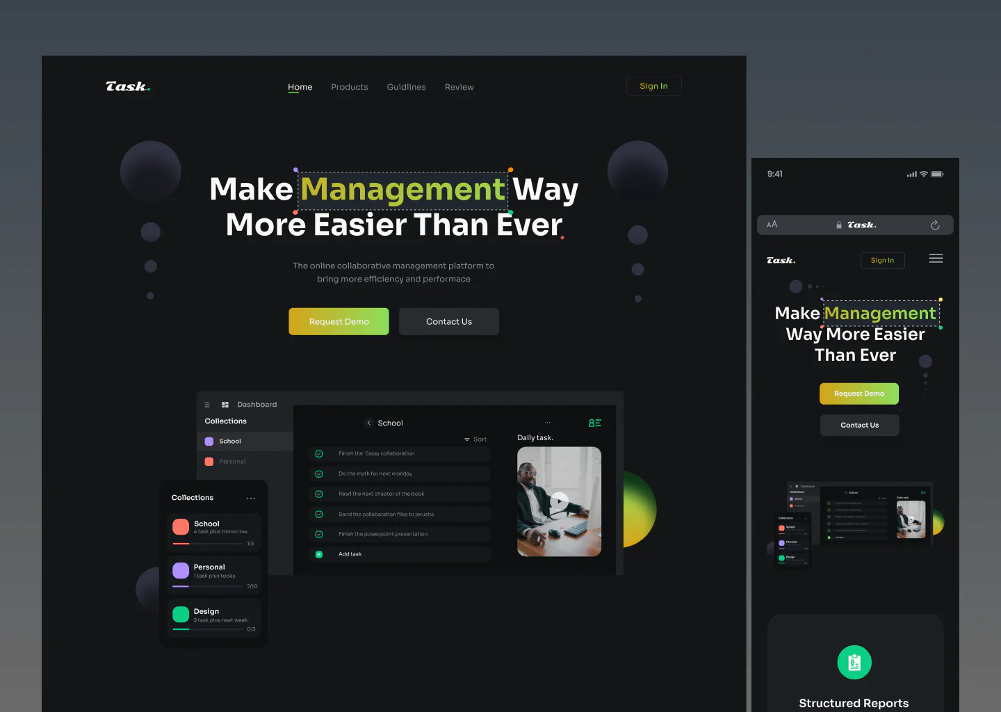 Project Management Landing Page Ui KIt