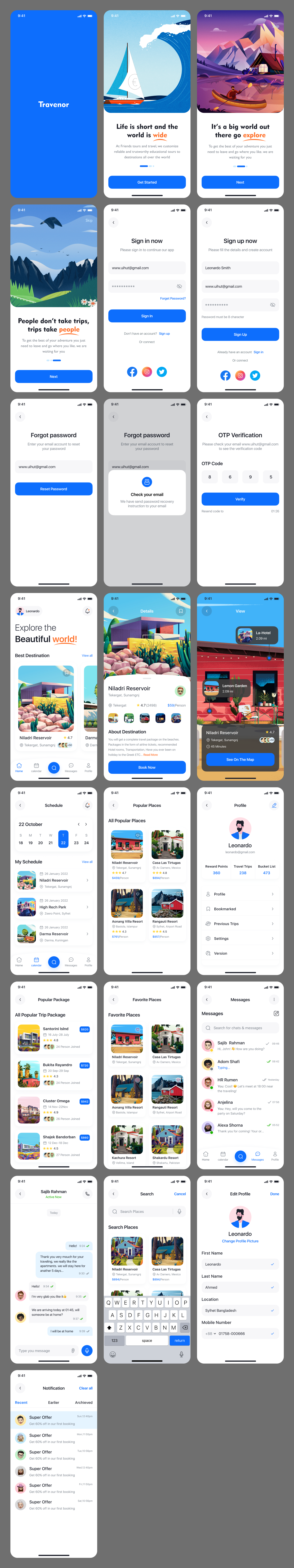 travenor App UI Kit