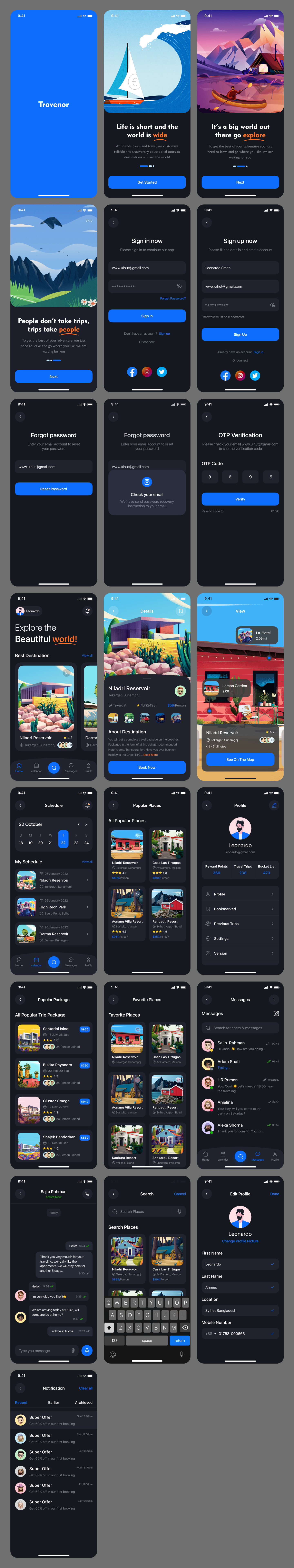 travenor App UI Kit