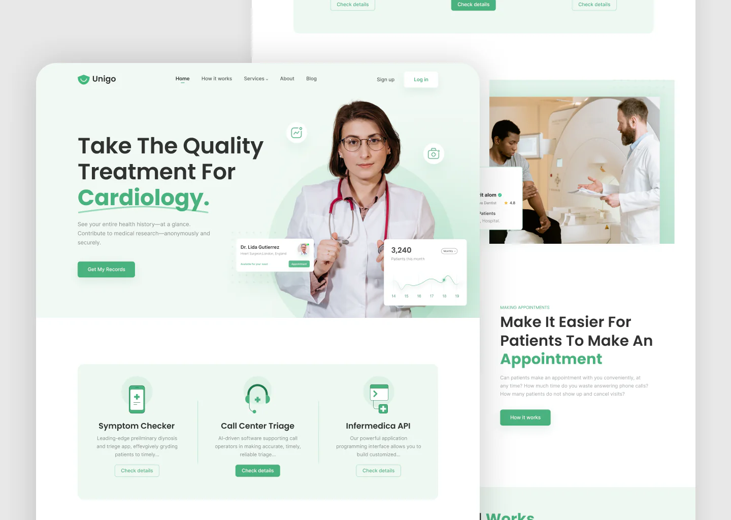 Unigo Medical Landing Page UI Kit