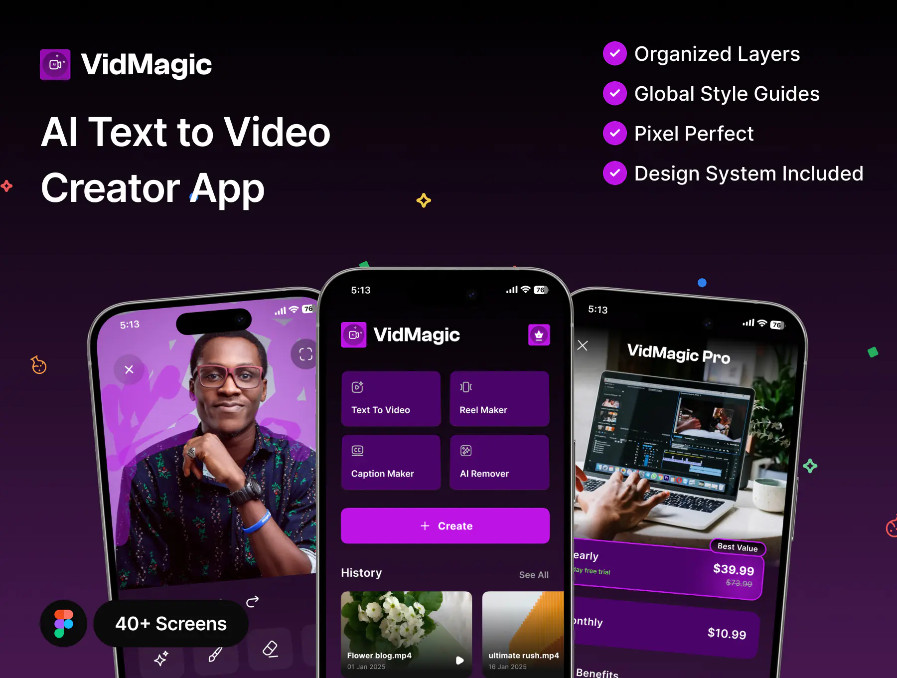 Vidmagic-AI Vedeo Editor App UI Kit