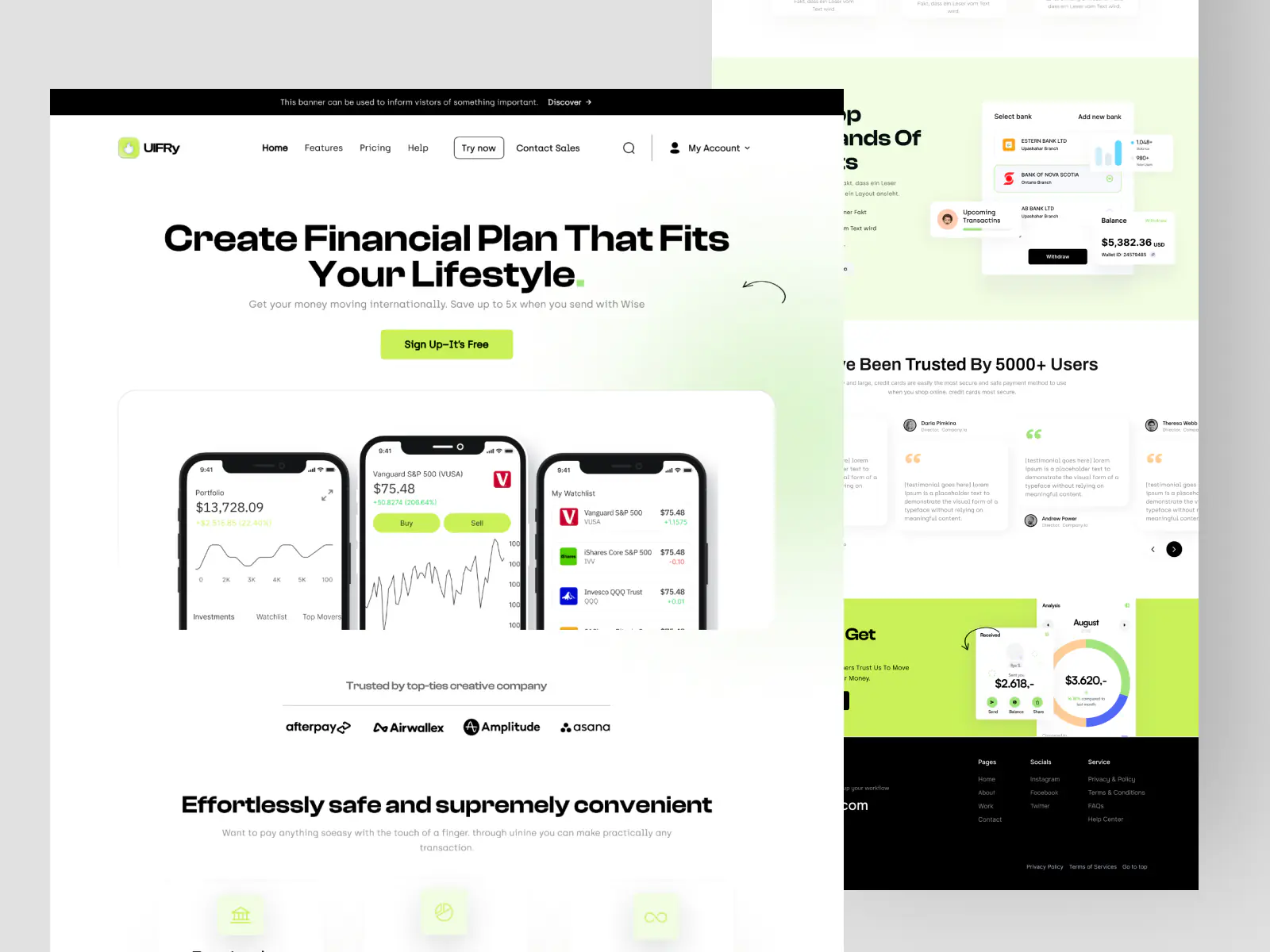 Finance landing page