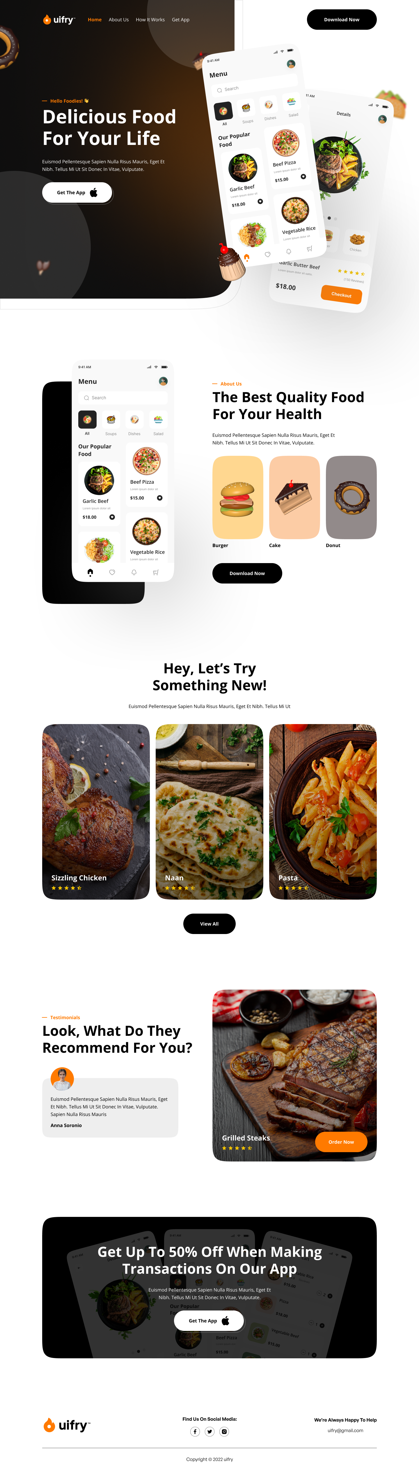 Food App Promo landing page