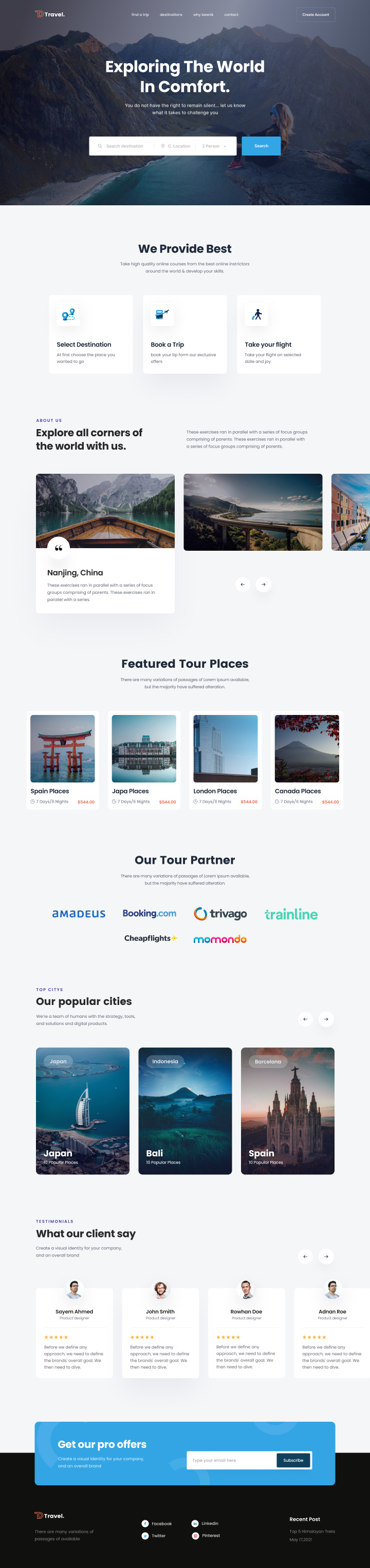 Travel agency landing page