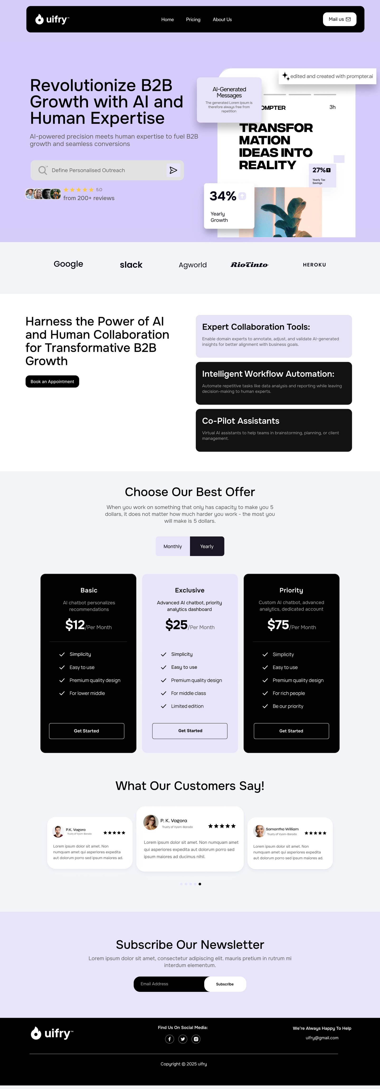 AI Software Landing Page