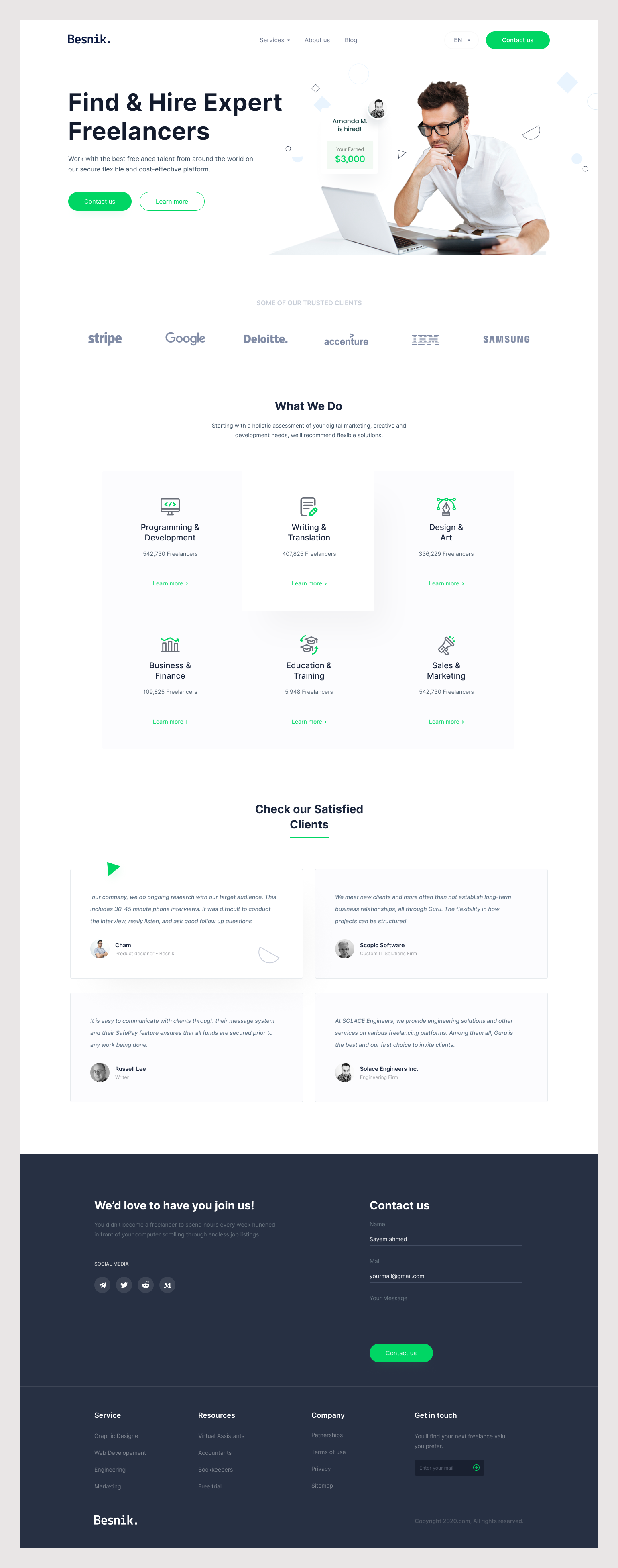 Freelancer Landing Page