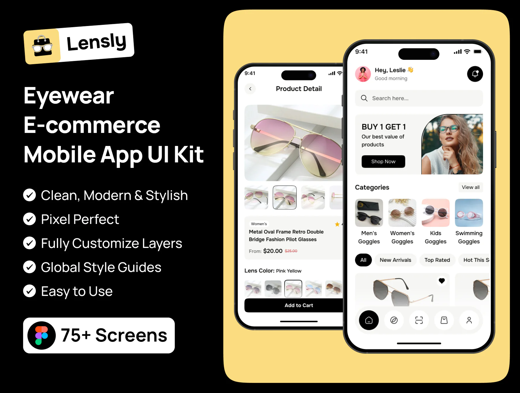 Lensly-Eye wear Mobile UI Kit