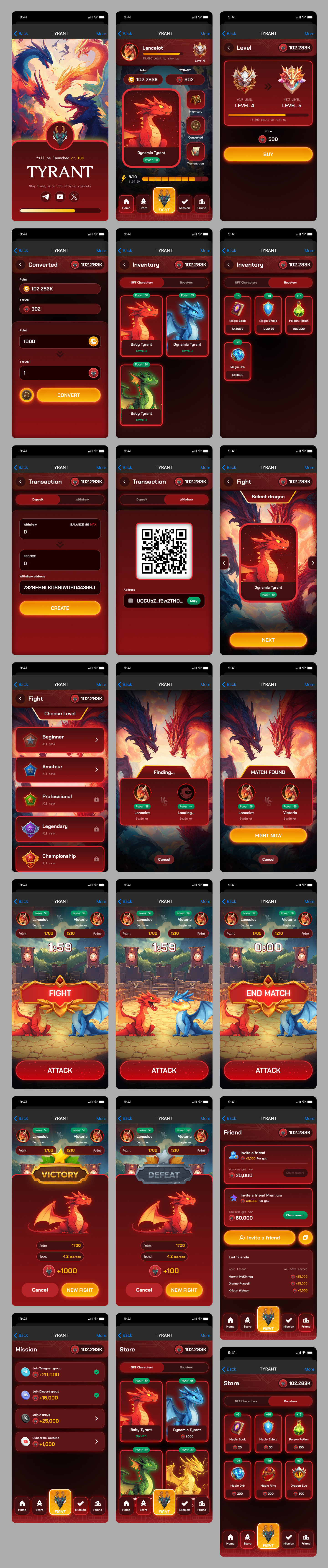 Dragon Fight Mobile Game UI Kit