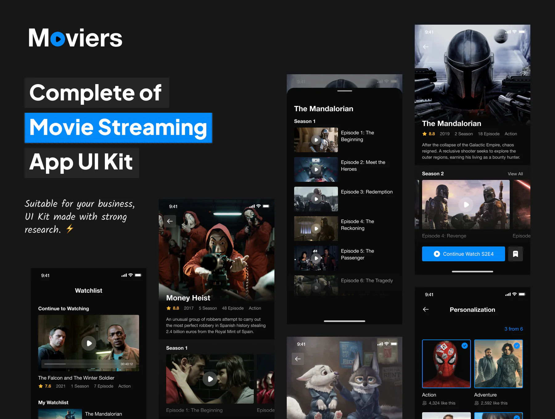 Moviers-Movie Streaming app UI kit