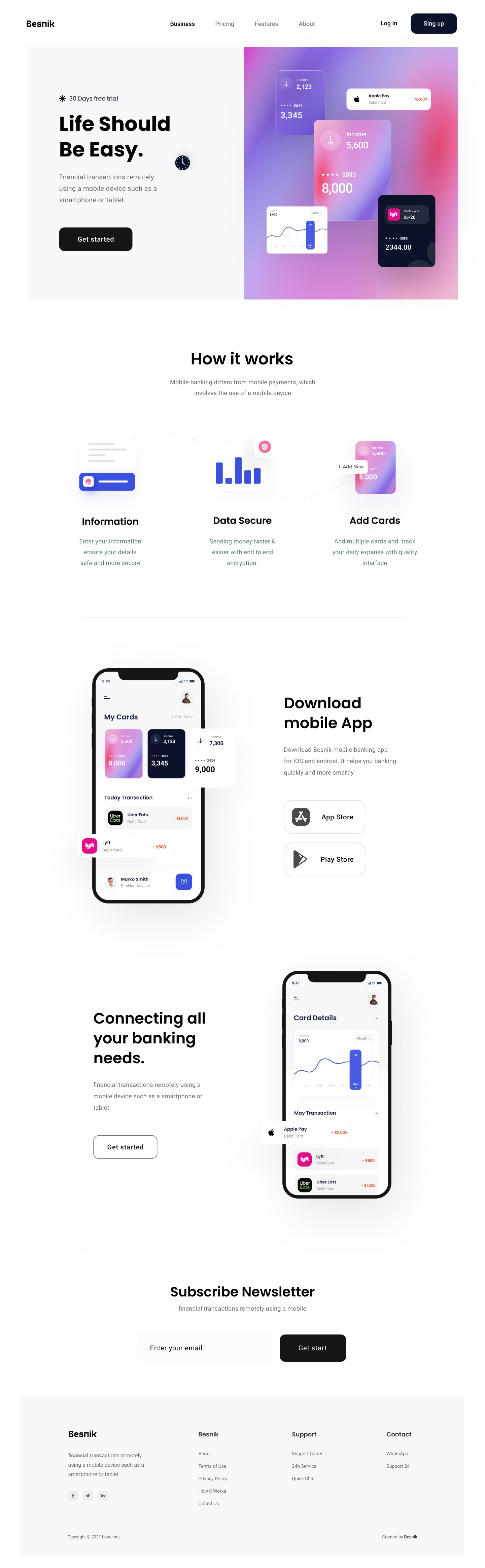 Finance Web Landing page