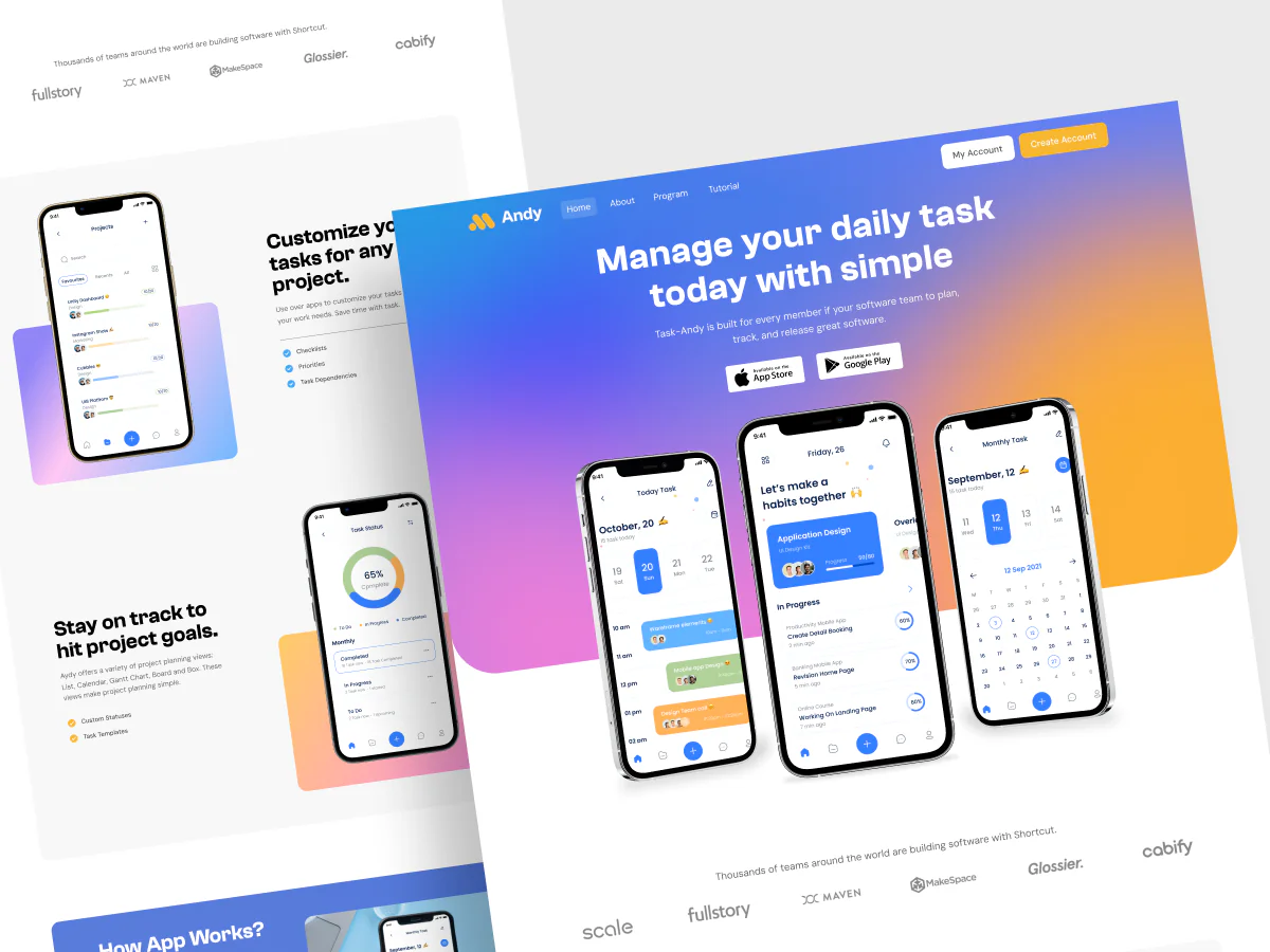 Mobile app landing page