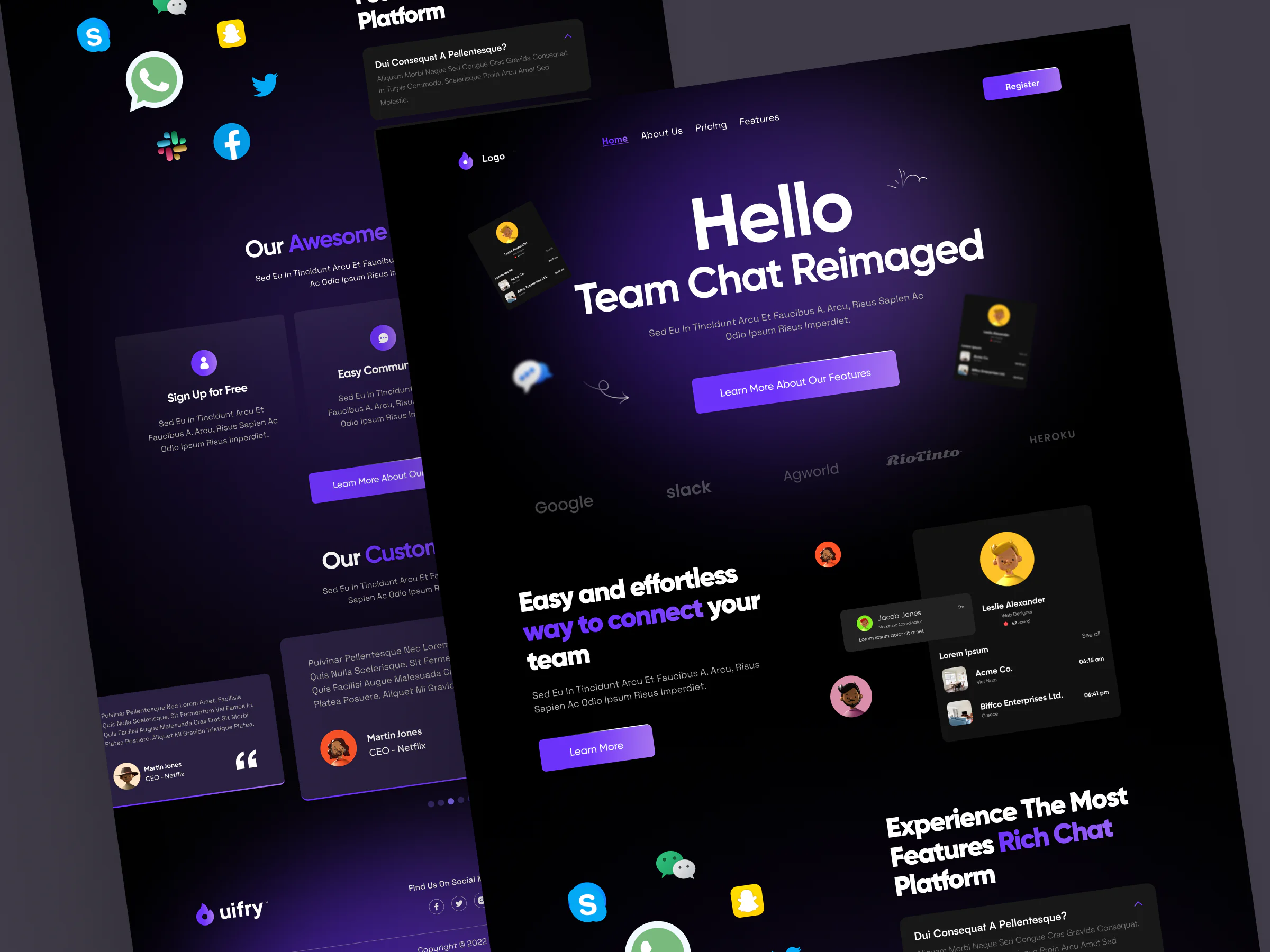 Team Chat Platform Landing Page