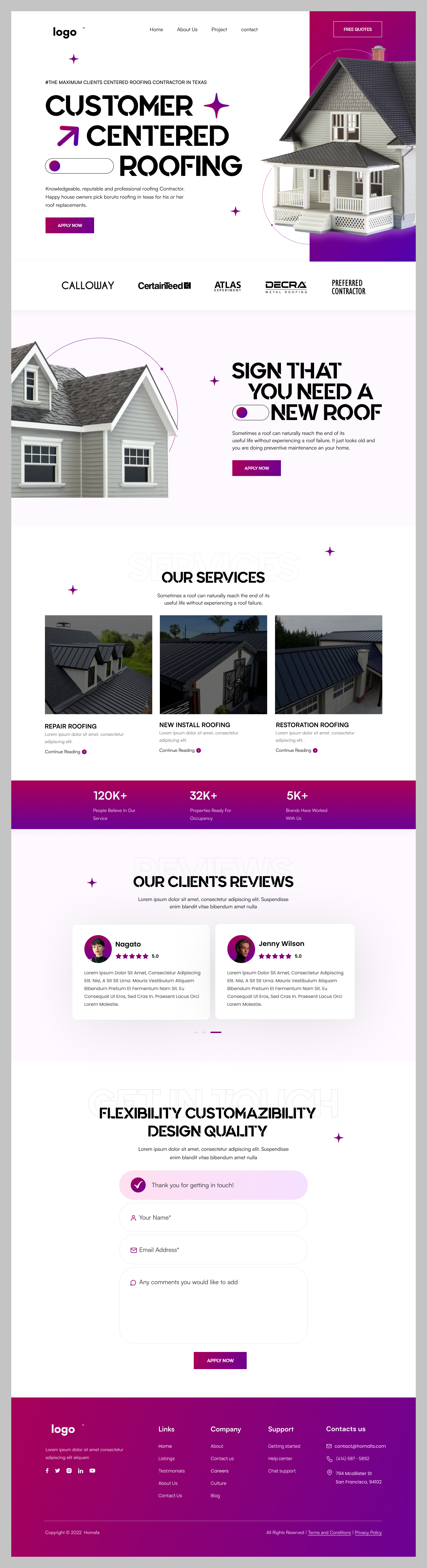 Modern Roofing Company Landing Page