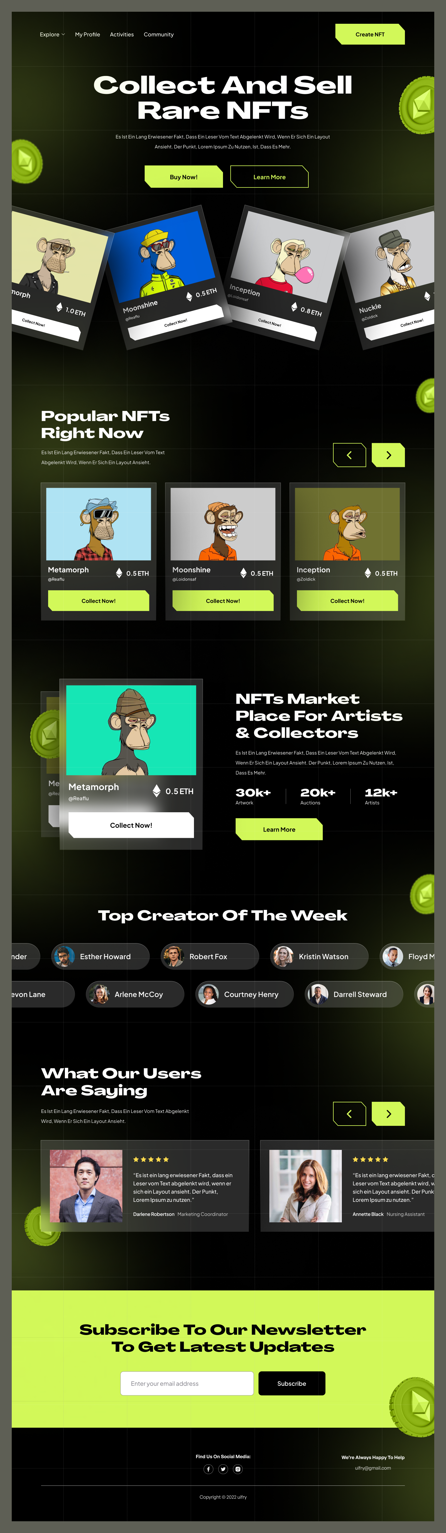 NFT Marketplace Landing Page UI Design