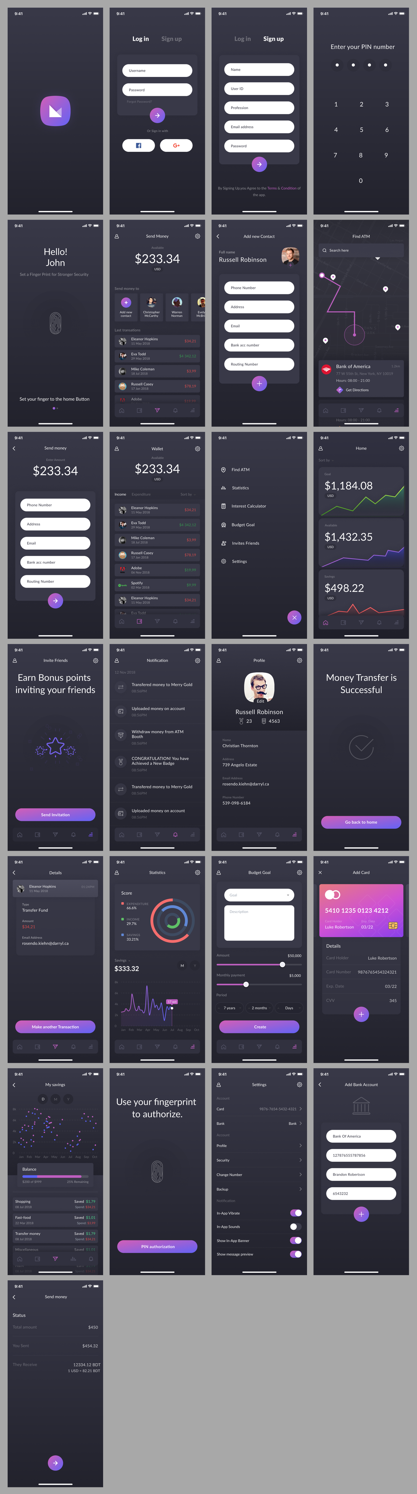 Modern Mobile Banking & Finance App UI Design