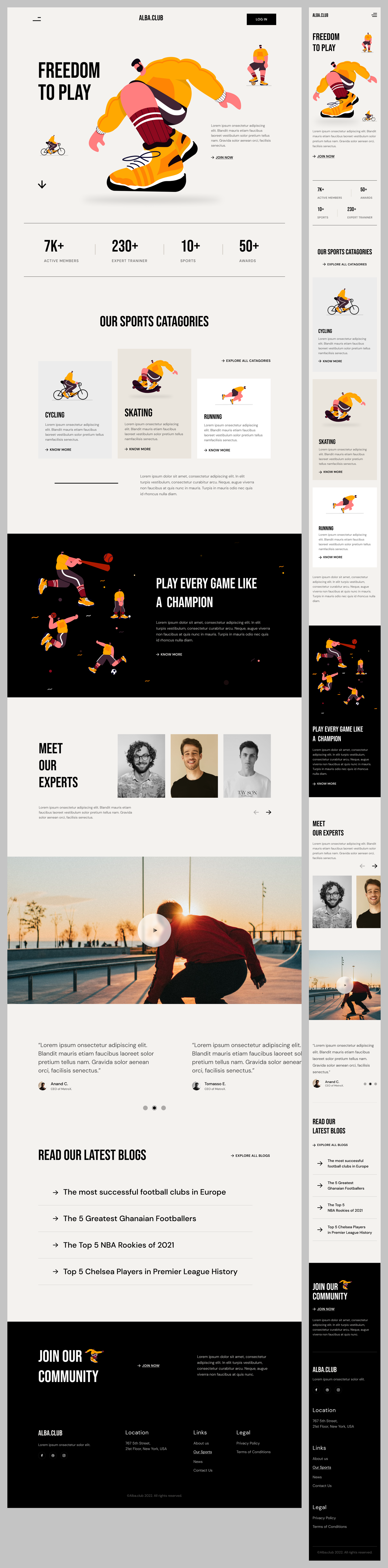 Sports Club Website Design