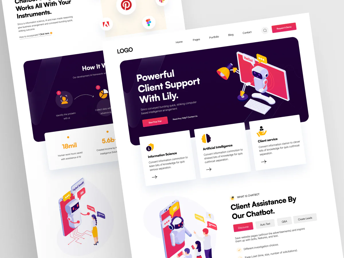 AI Chatbot Client Support Landing Page